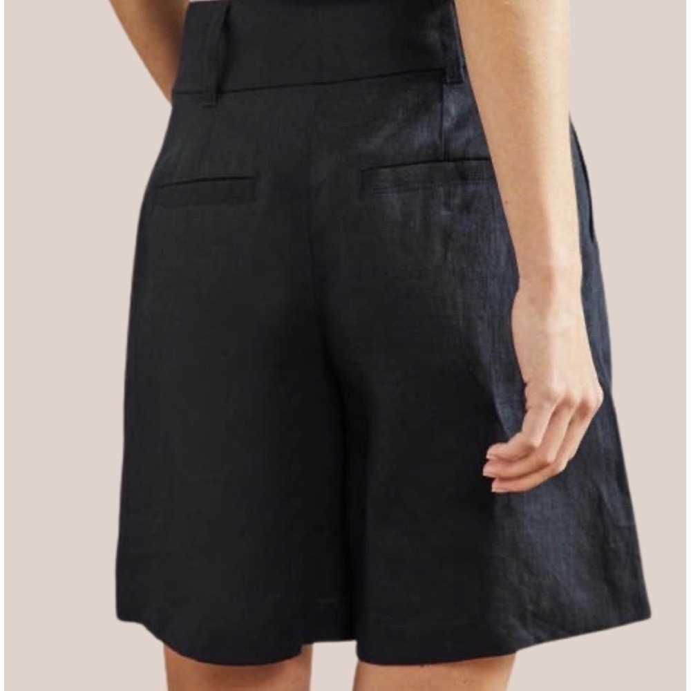 NWT Boden Navy Blue 100% Linen High Waisted Tailored Shorts Size 6 - Picture 4 of 11